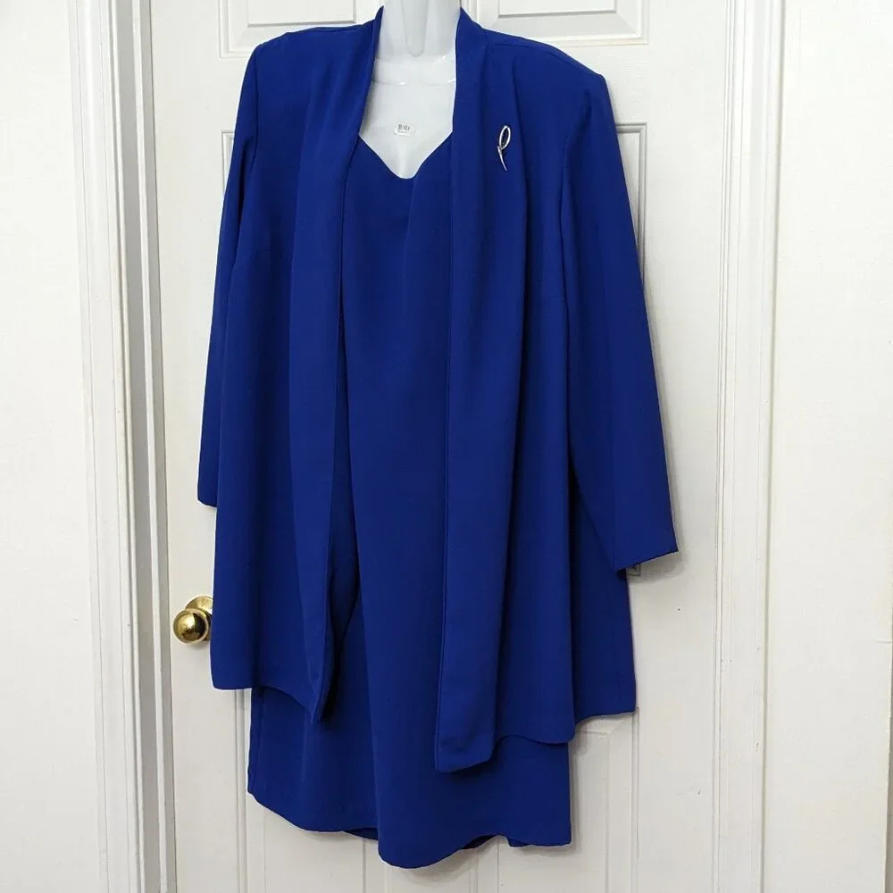 dressbarn blue dress Dress Barn | Dresses | Dressbarn Womens Dress Sleeveless With Attached  Jacket Size 2w Blue